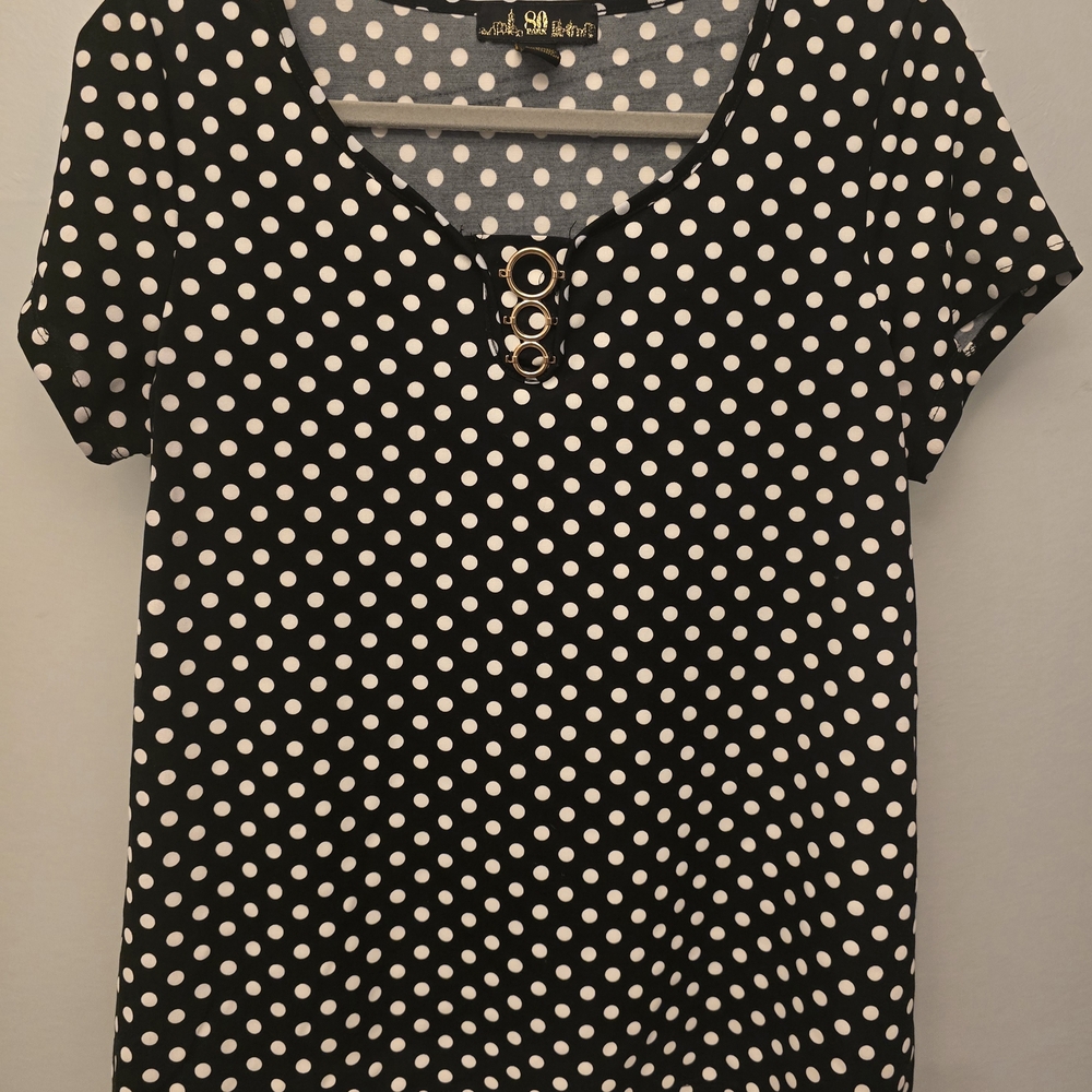 Black and White Polka Dot Women Top